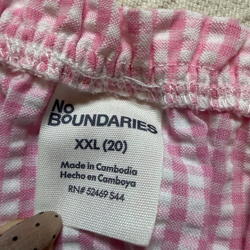 NEW No Boundaries Pink Seersucker Gingham Tie Front Cami Top Mini Skirt Set XXL - Picture 6 of 8